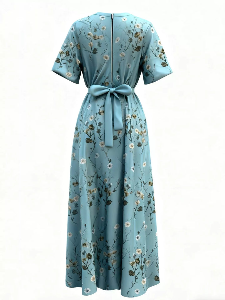 Floral Surplice Short Sleeve Dress