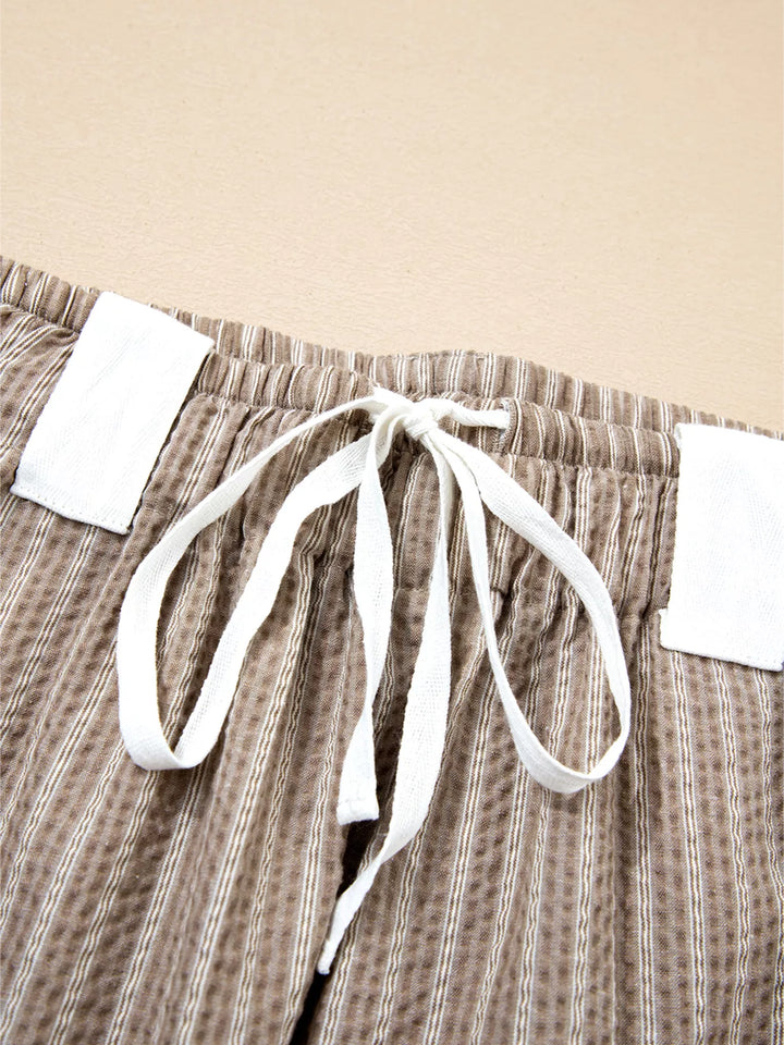 Stripe Drawstring Cargo Jogger Pants with Pockets