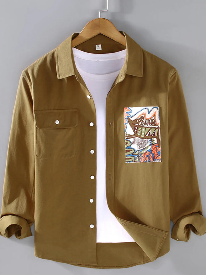 Men's Plus Size Button Up Long Sleeve Shirt