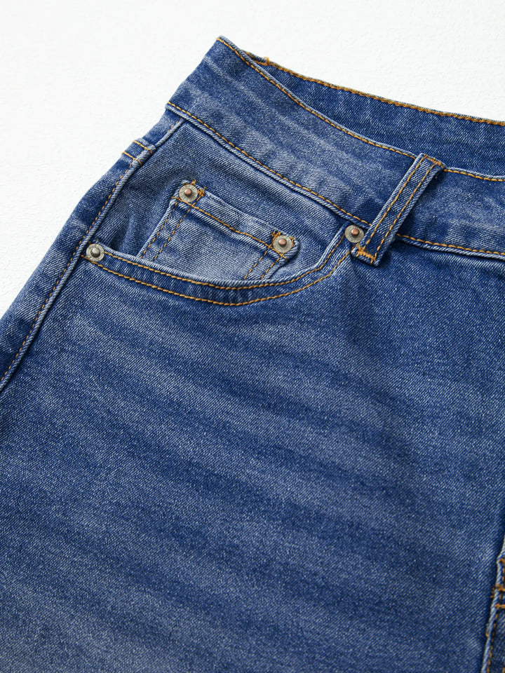 Raw Hem Unique Cuffs Straight High Rise Loose Jeans