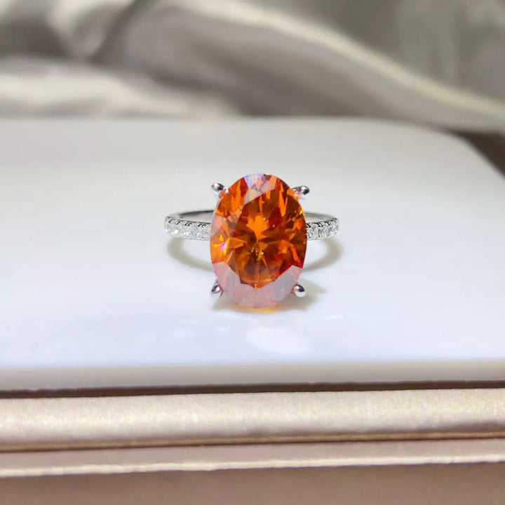 8 Carat Moissanite Oval 925 Sterling Silver Ring