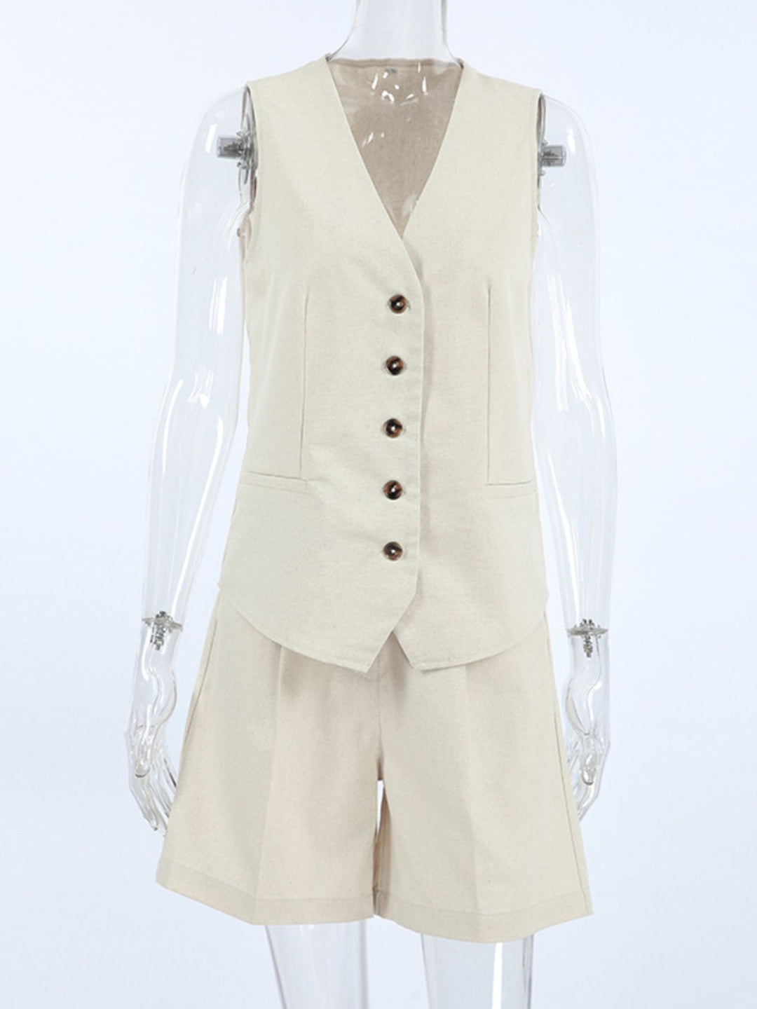 Button Up Vest and Shorts Set