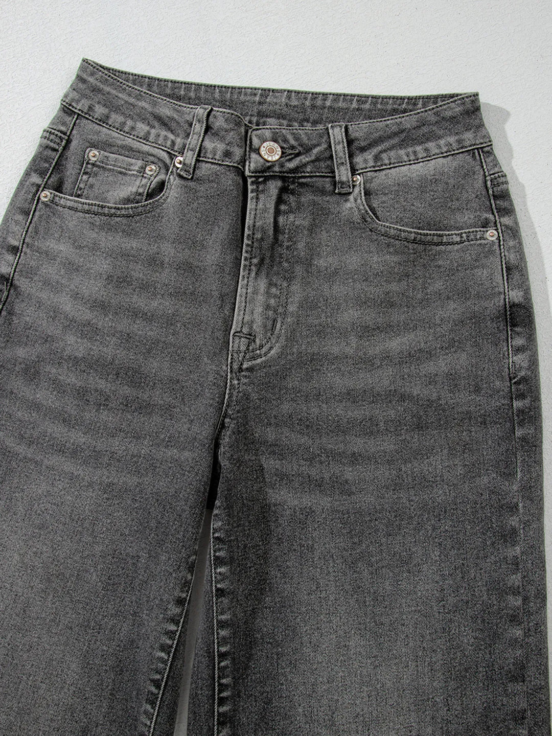 Raw Hem Unique Cuffs Straight High Rise Loose Jeans