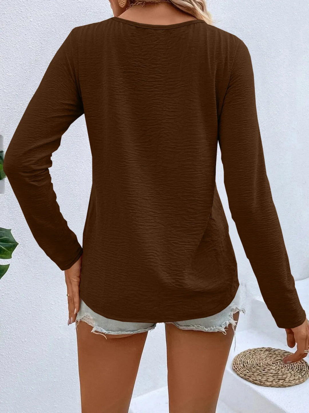 Full Size V-Neck Long Sleeve T-Shirt Plus Size