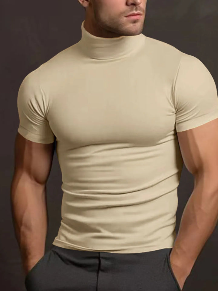 Men's Full Size Turtleneck Short Sleeve T-Shirt Plus Size
