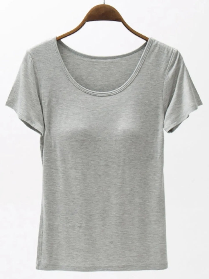 Round Neck Modal T-Shirt with Bra