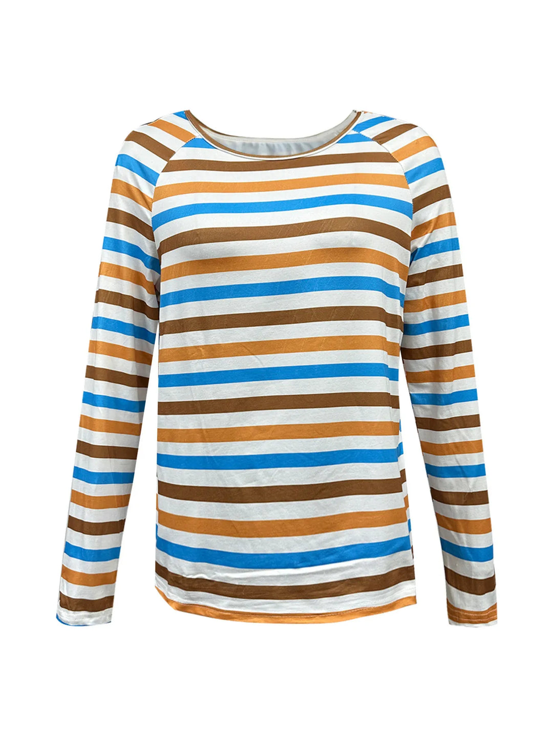 Full Size Striped Long Sleeve Casual Top Plus Size