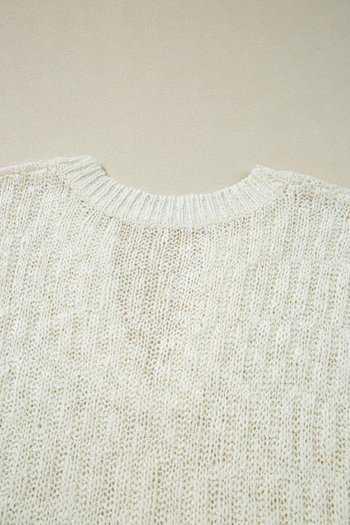 Notched Cap Sleeve Knit Top