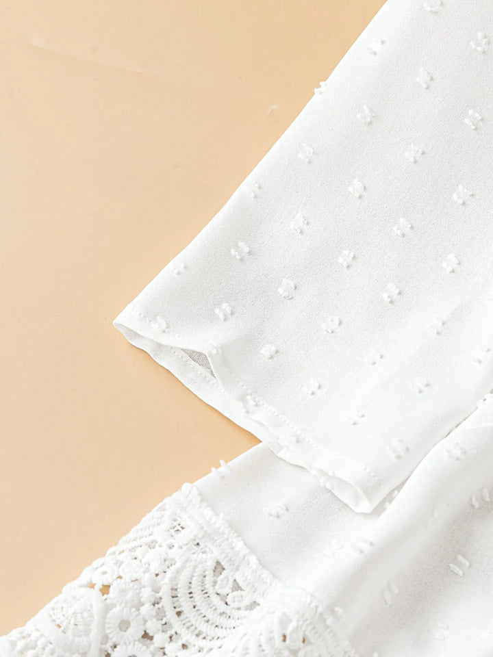 Lace Hem V-Neck Blouse