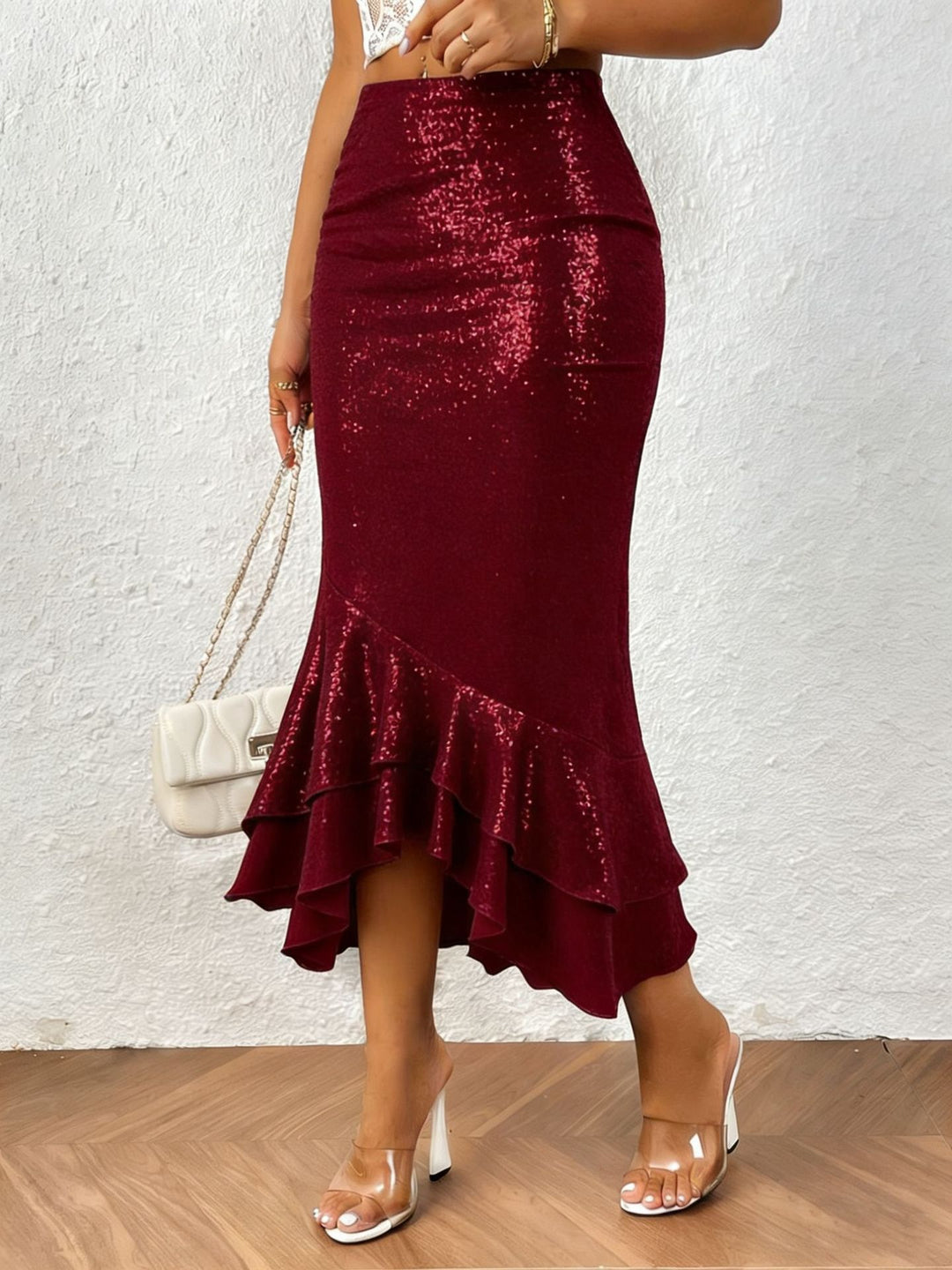 Womens Low-rise Shimmering Mermaid Skirt
