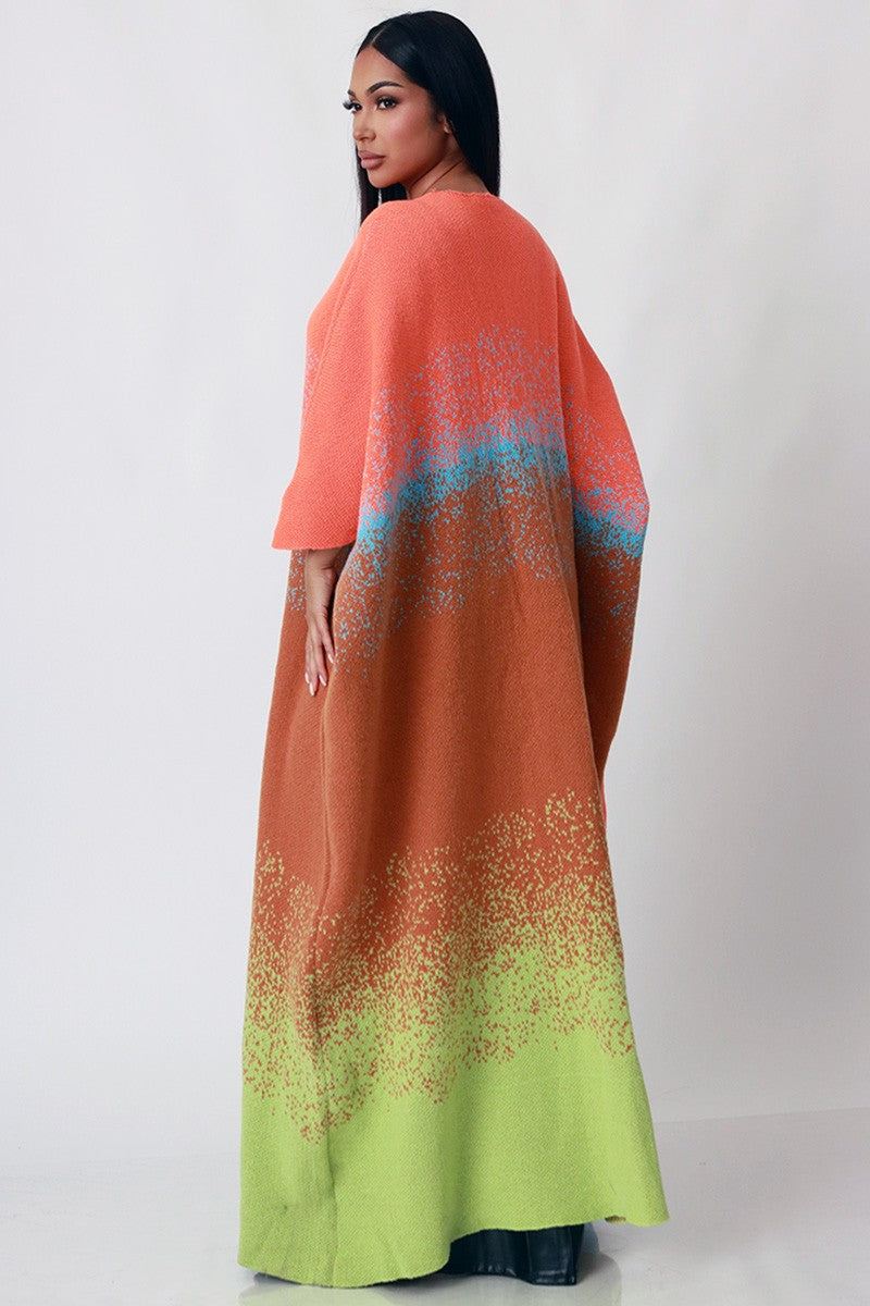 Ms. Sophisticated Cardigan- Orange/Multi
