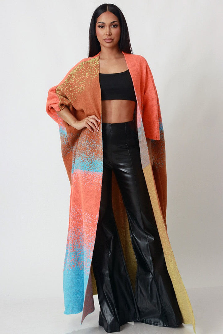 Ms. Sophisticated Cardigan- Orange/Multi