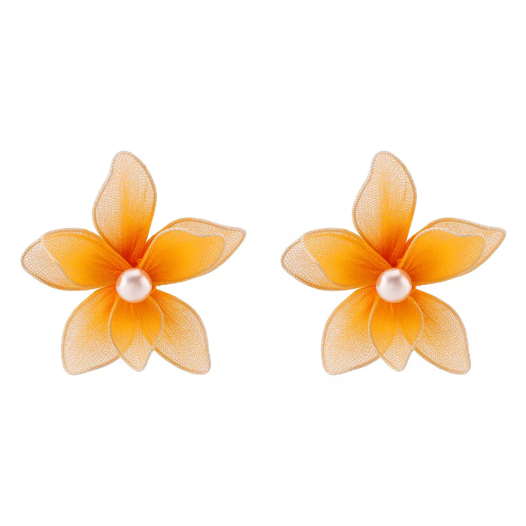 Flower Pearl Stud Earrings