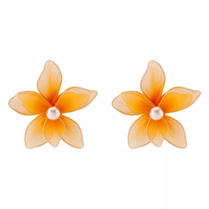 Flower Pearl Stud Earrings