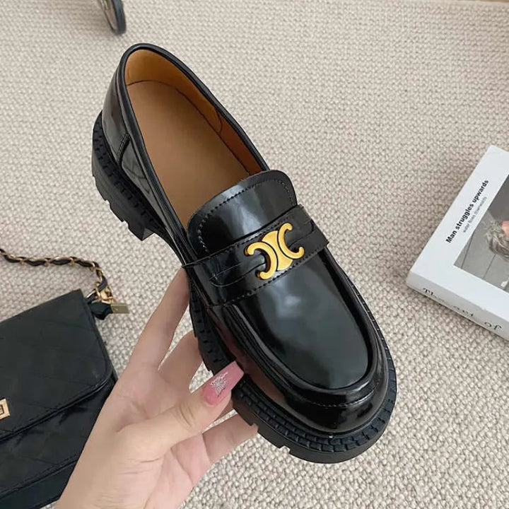 Round Toe Block Heel Loafers