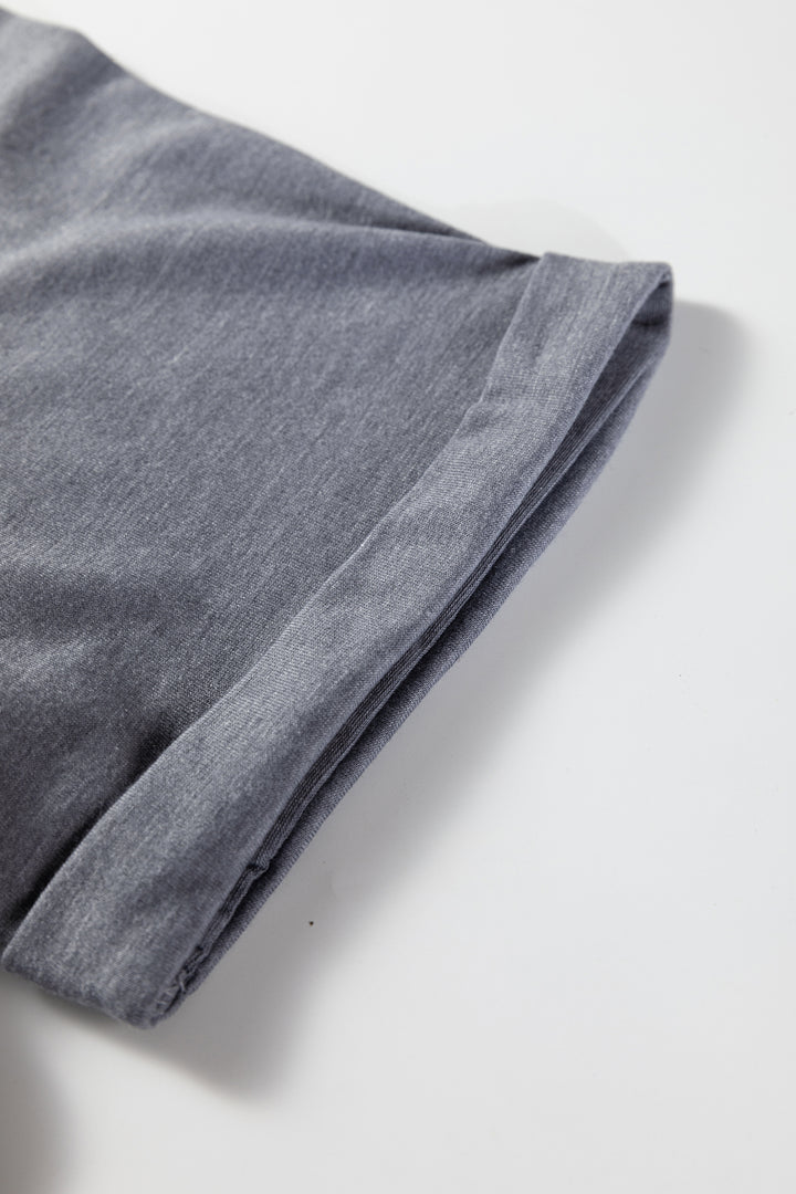 Gray Flag Pattern Sunflower Graphic Crew Neck Tee