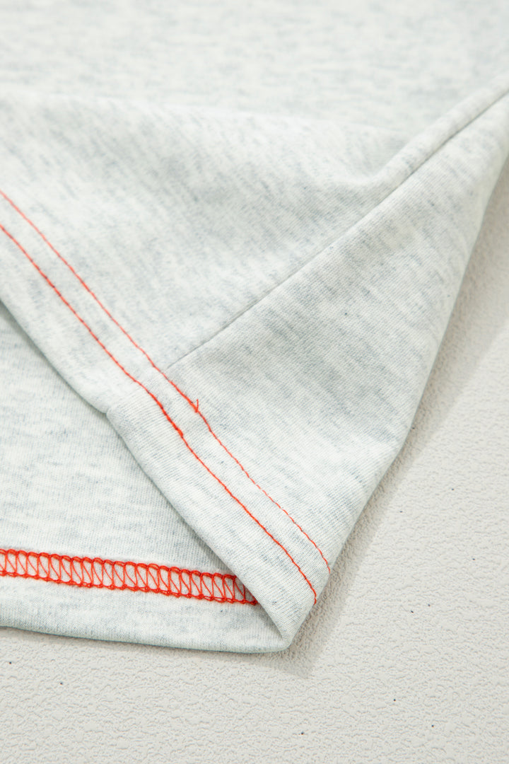 Light Grey Reversible Contrast-Stitched T-Shirt