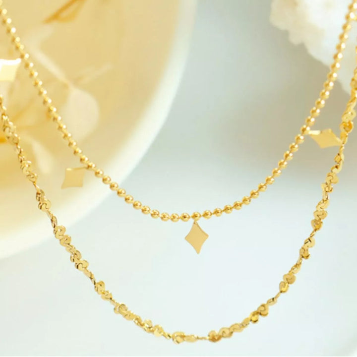 18K Gold-Plated Titanium Steel Layered Necklace