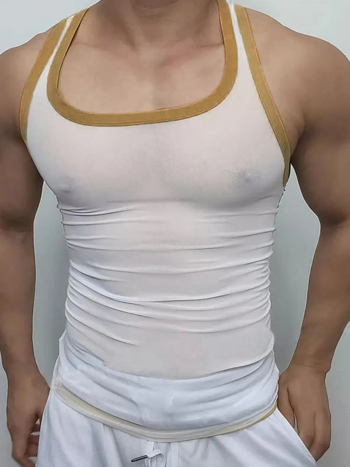 Men's Contrast Trim Wide Strap Tank