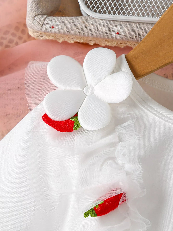 Children's Bow Decor Ruffle Trim Dress
