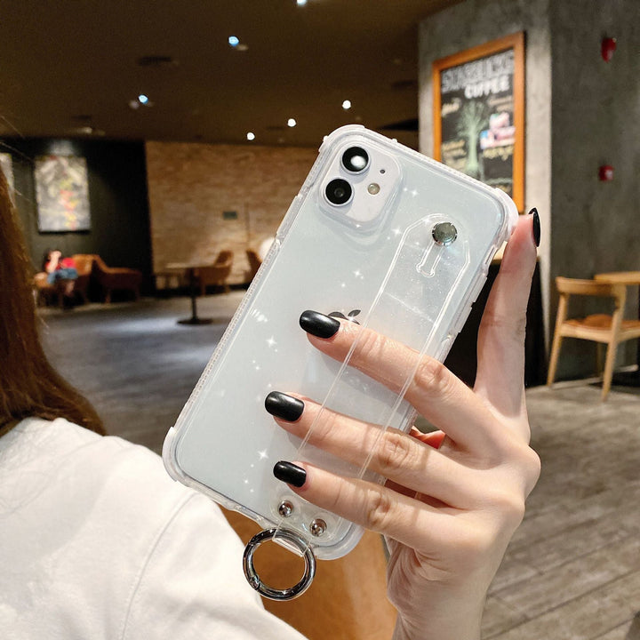 Compatible with Apple , Transparent flash powder anti falling mobile phone case