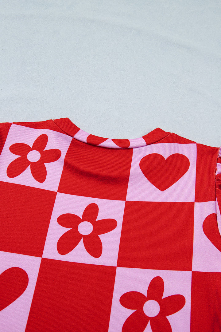 Red Dotted Heart Festive Valentine Blouse