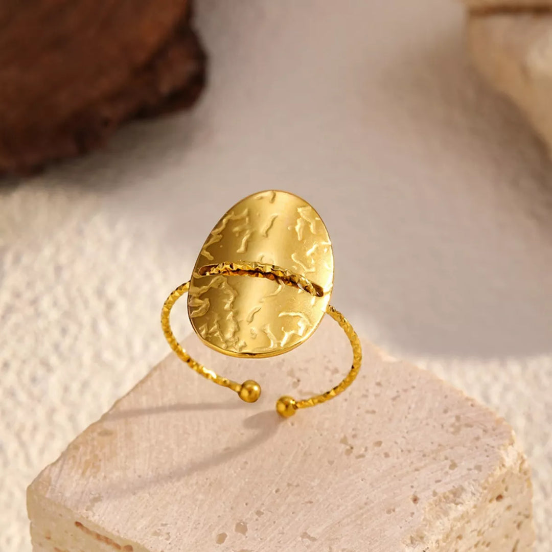 Hammered Disc Open Ring