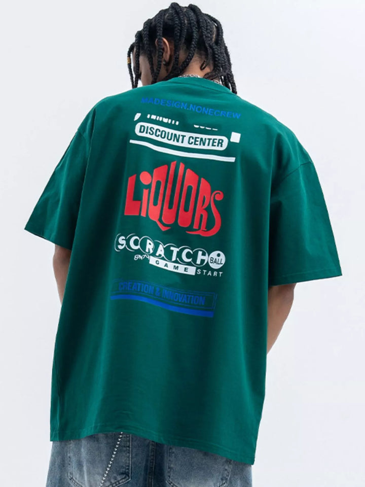 Men's Letter Round Neck Short Sleeve T-Shirt