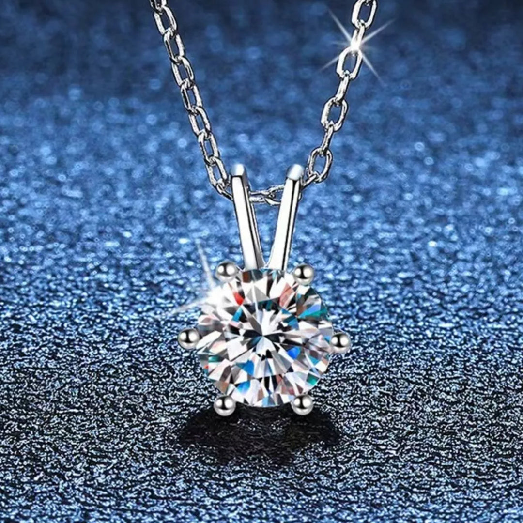 2 Carat Moissanite 925 Sterling Silver Pendant Necklace