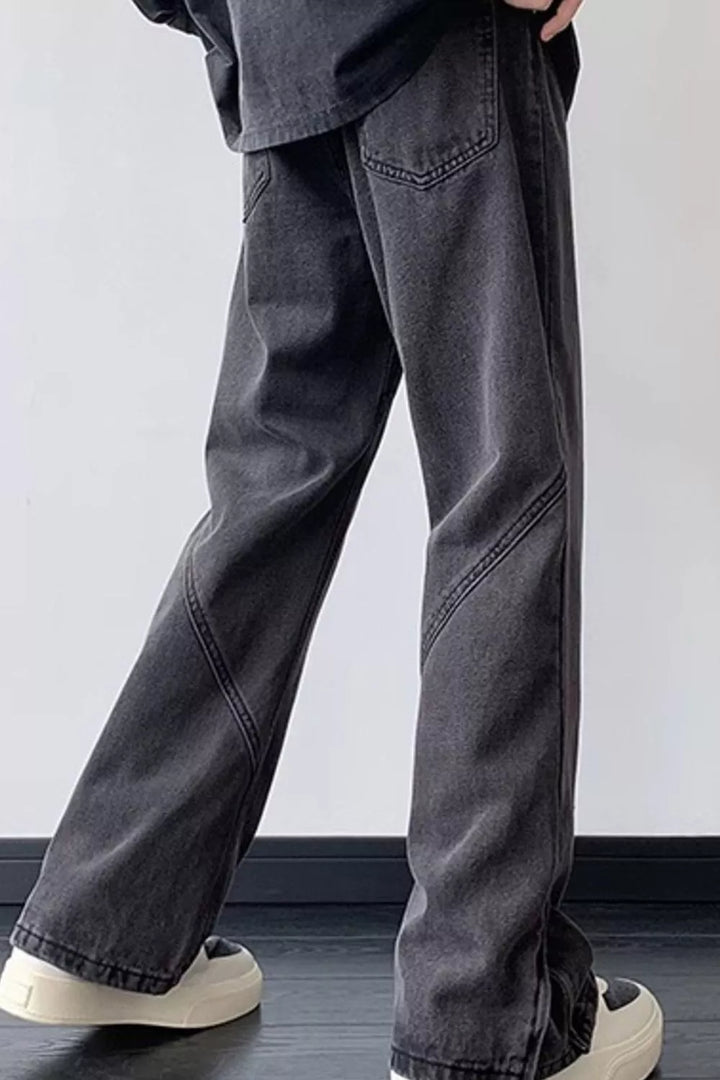 Men's Full Size Vintage Wash Wide Leg Jeans Plus Size