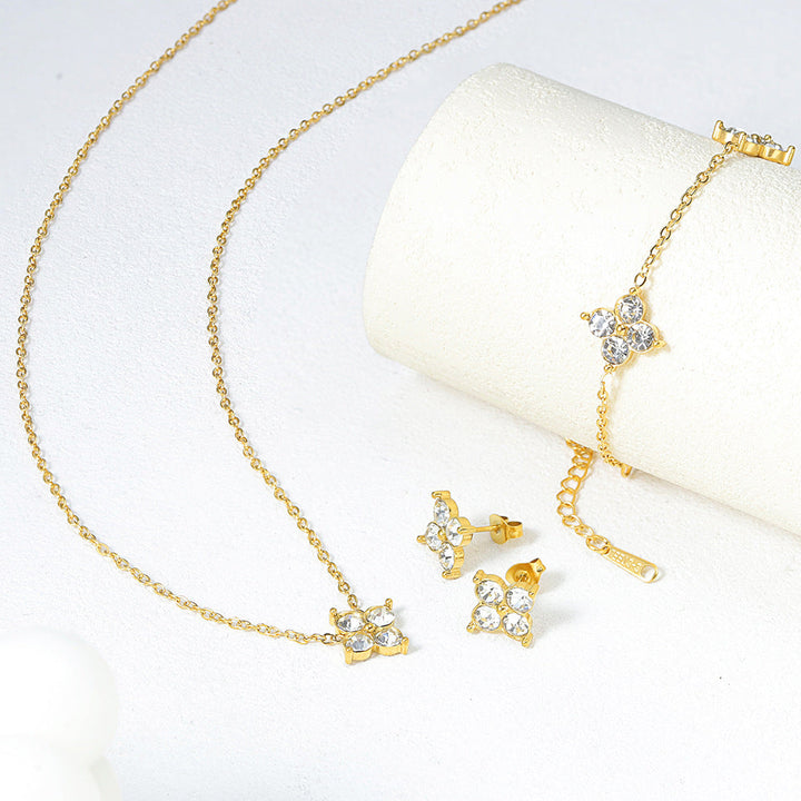 French Babys Breath Bracelet Necklace And Earrings Set