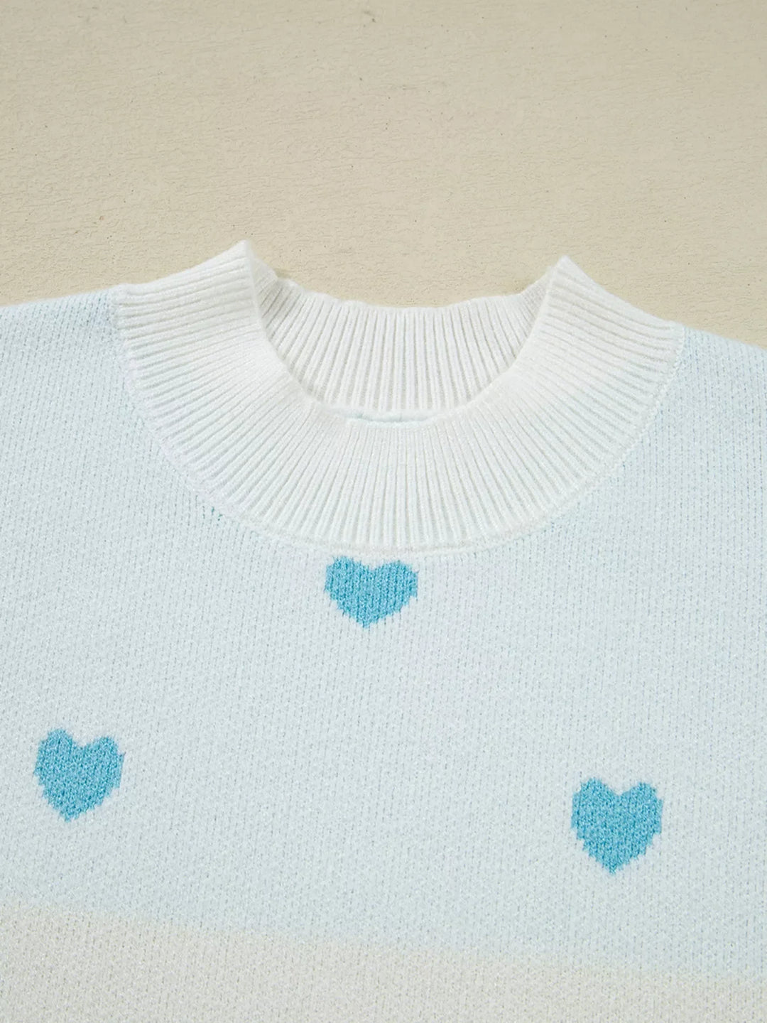 Multicolour Heart Pattern Dropped Shoulder Sweater