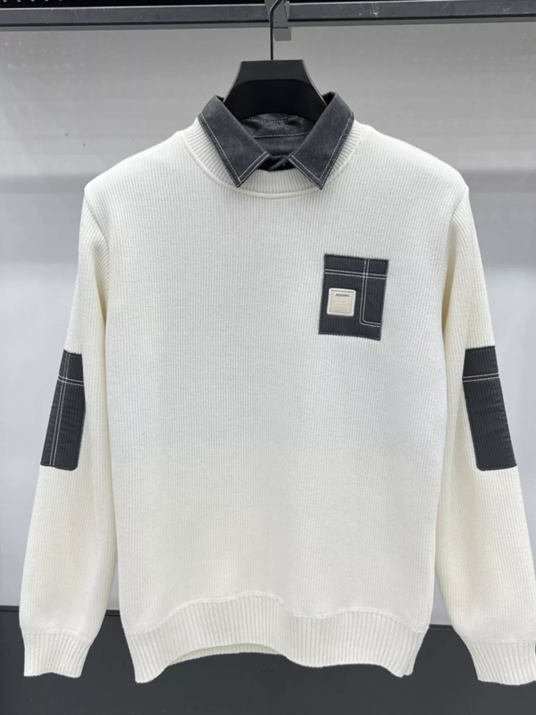 Men's Plus Size Ribbed Hem Long Sleeve Sweater