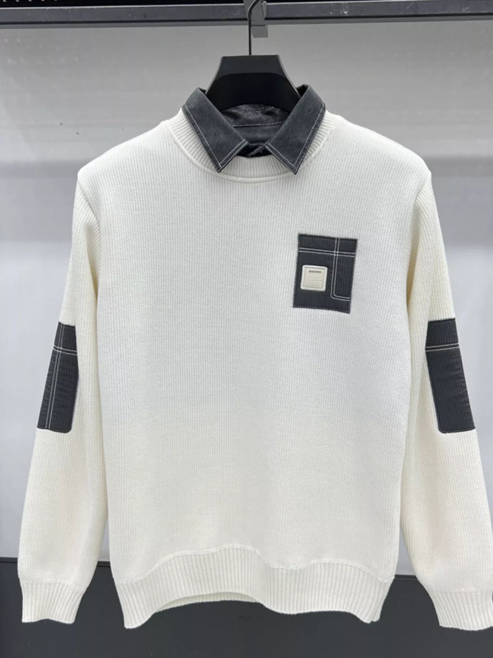 Men's Plus Size Ribbed Hem Long Sleeve Sweater