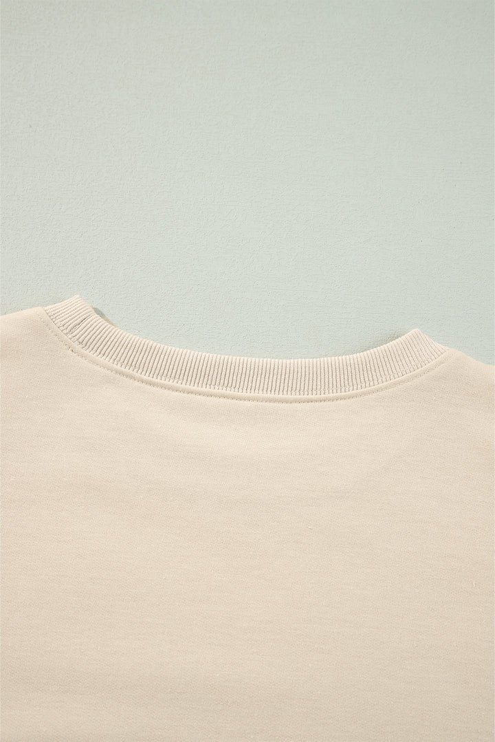 Jet Stream Solid Color Ruffled Shoulder Long Sleeve Blouse