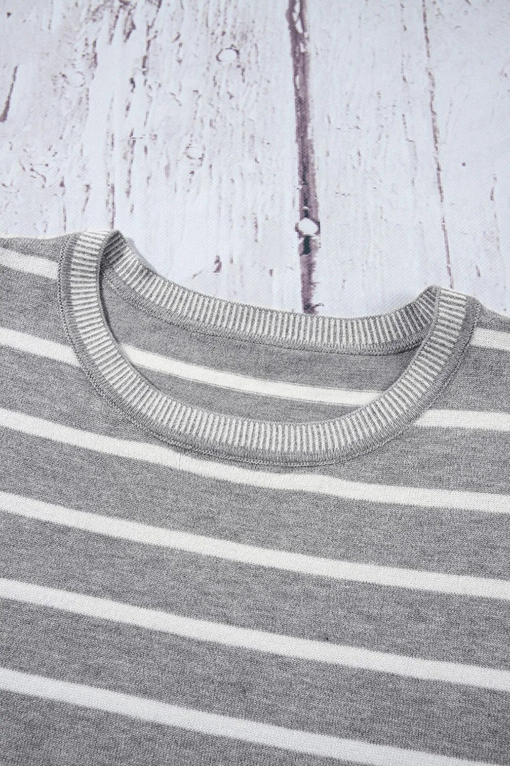 Striped Short Sleeve Knit Top
