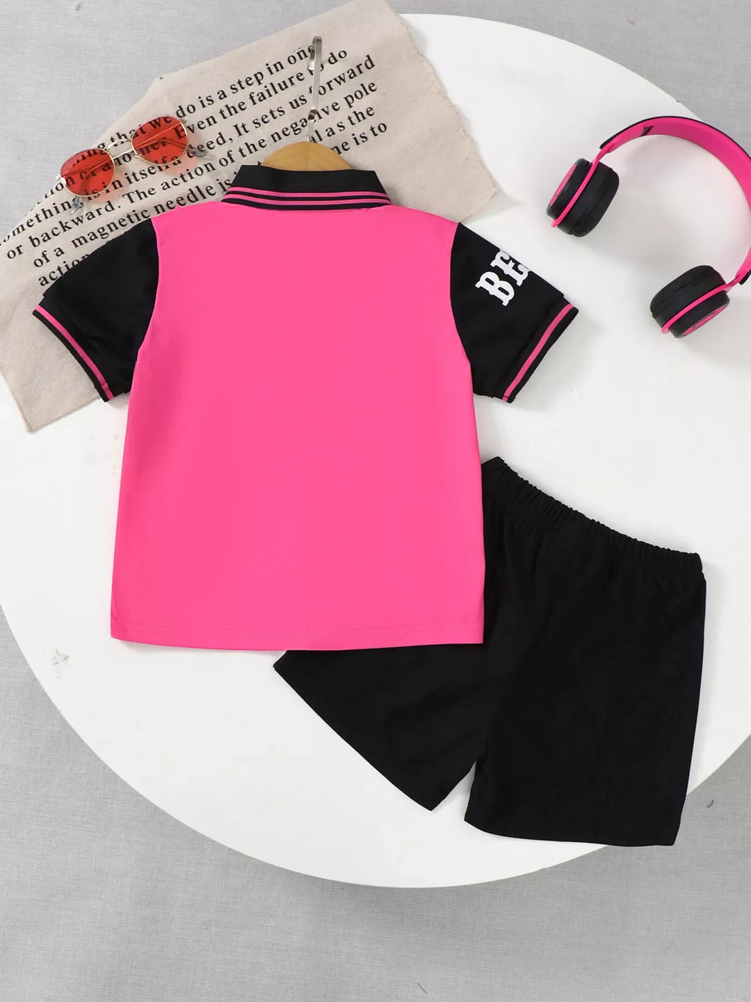 Children's Letter Graphic Polo Shirt & Shorts Set