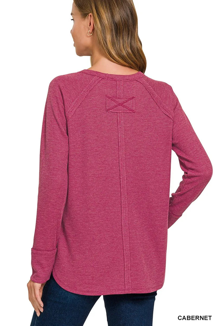 Zenana Baby Waffle Long Sleeve Top