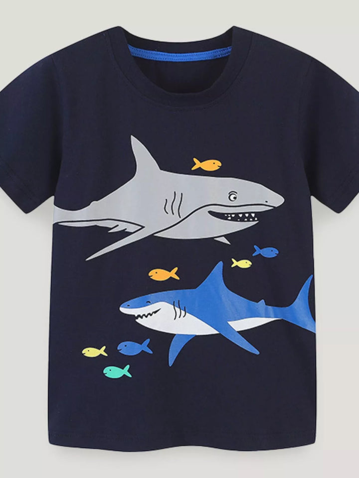 Children's Shark Print Short Sleeve T-Shirt