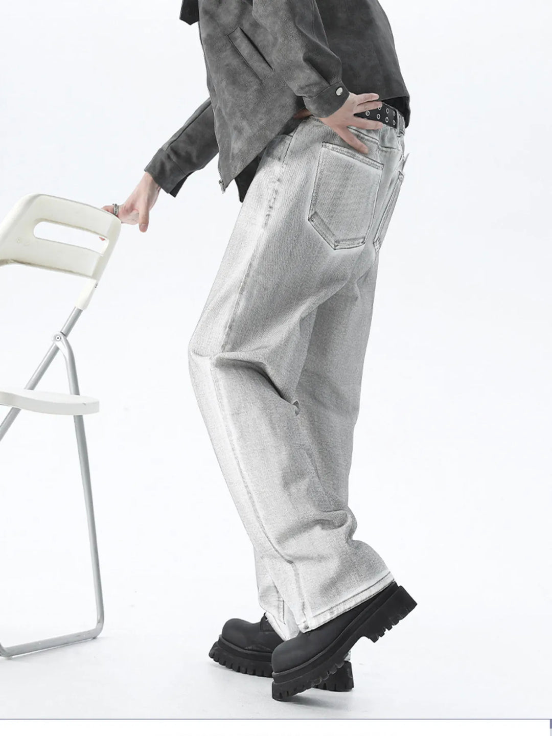 Men's Plus Size Wash Wide Leg Jeans
