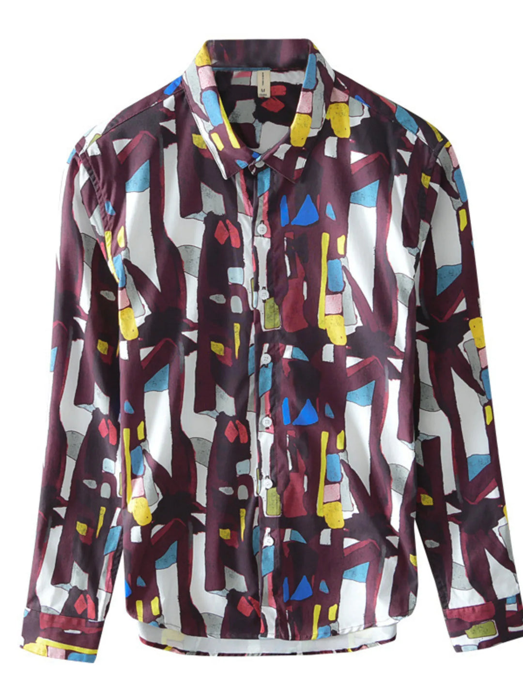 Men's Plus Size Printed Button Up Long Sleeve Shirt