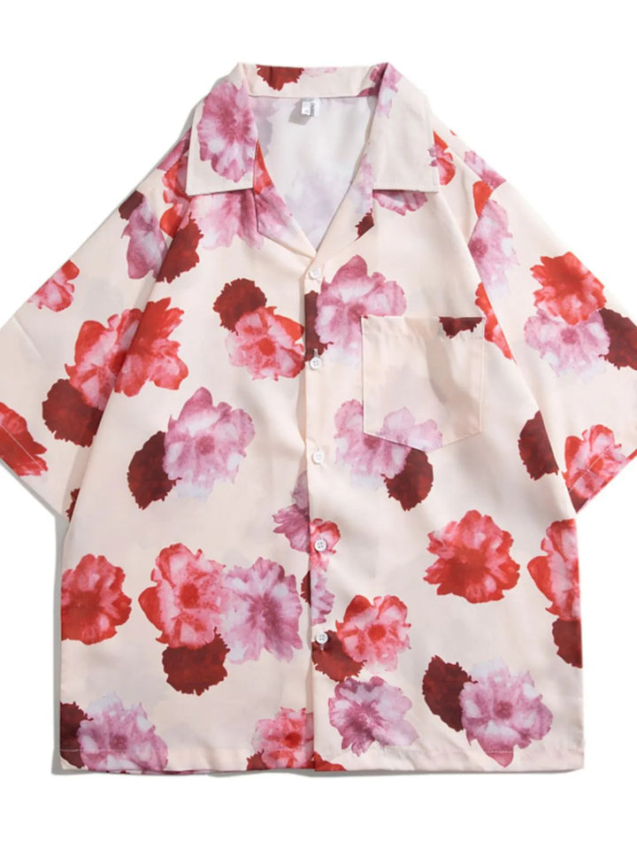Men's Plus Size Floral Print Casual Button-Up Shirt