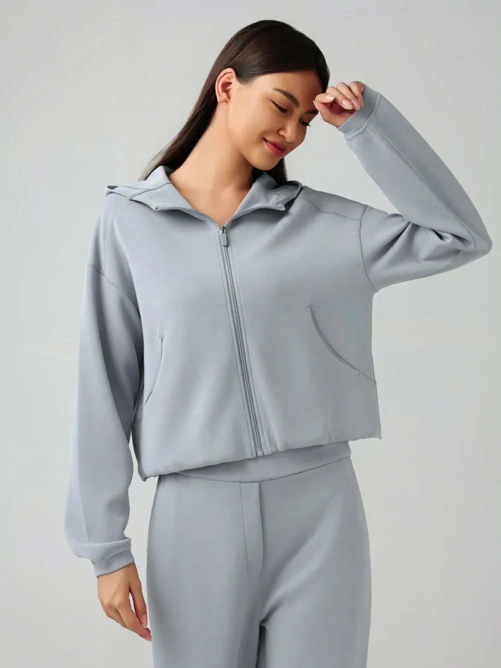 Millennia Zip Up Dropped Shouder Active Hooded