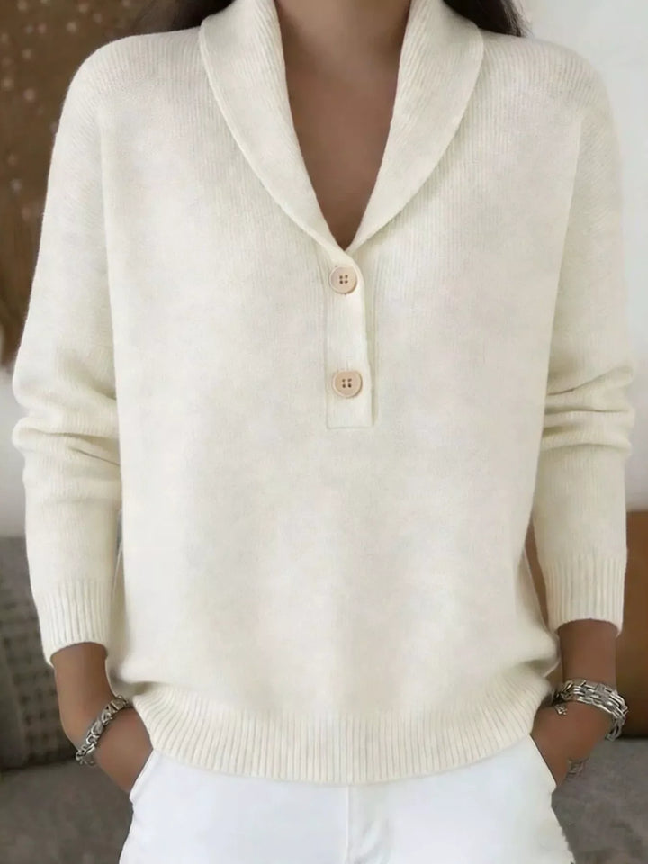 Full Size Button Detail Long Sleeve Sweater Plus Size