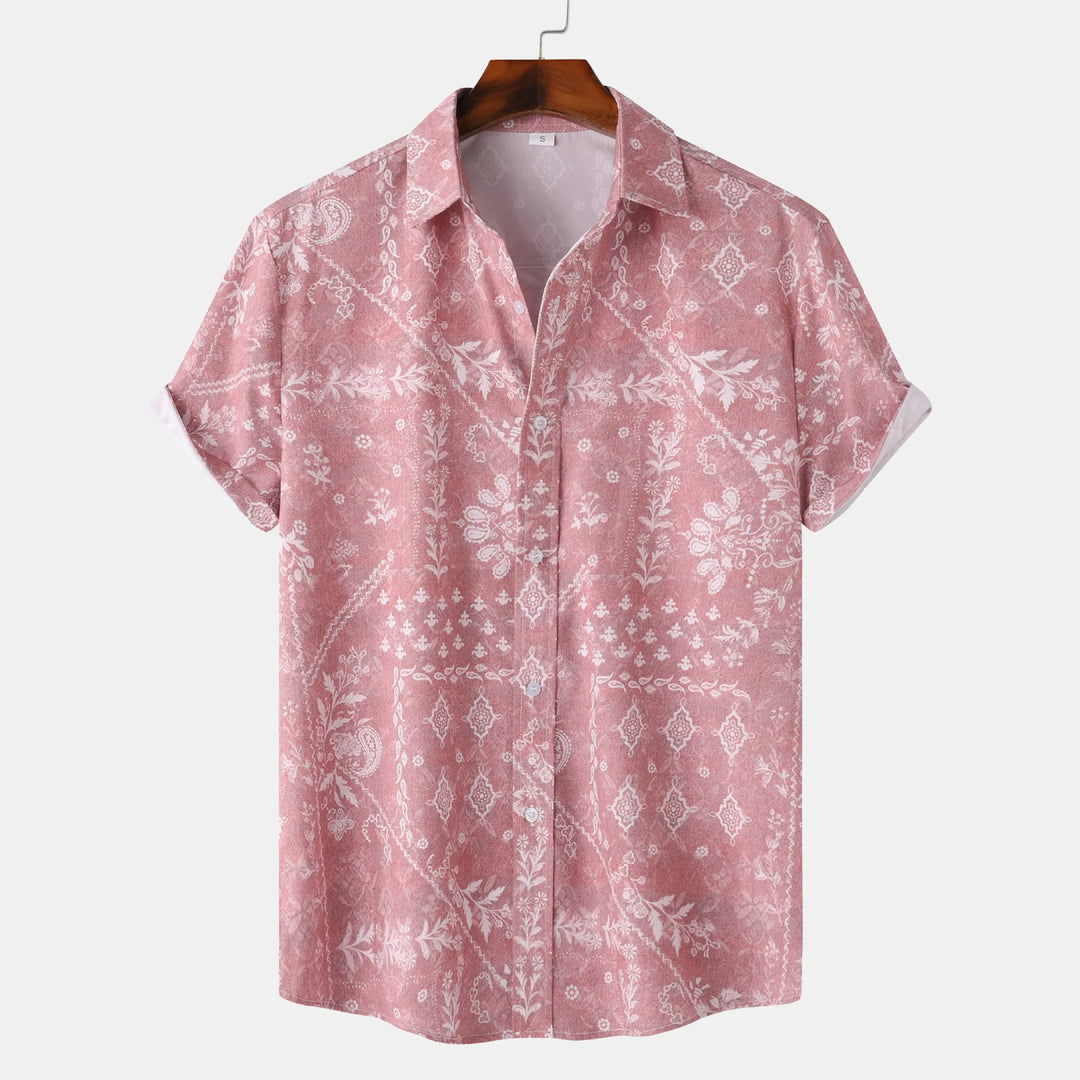 Men's Printed Short Sleeve Button-Up Shirt