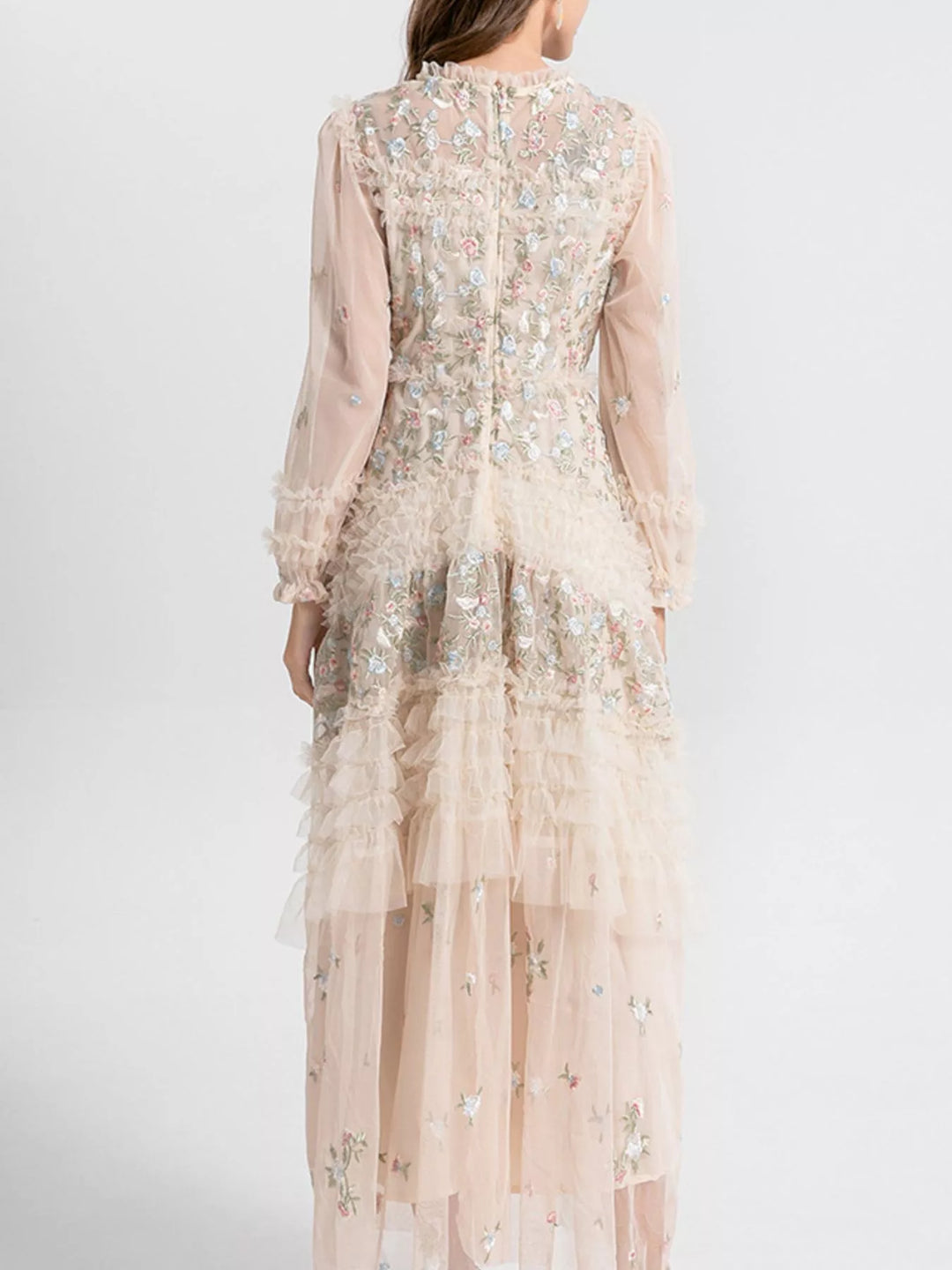 Floral Tulle Layered Maxi Dress