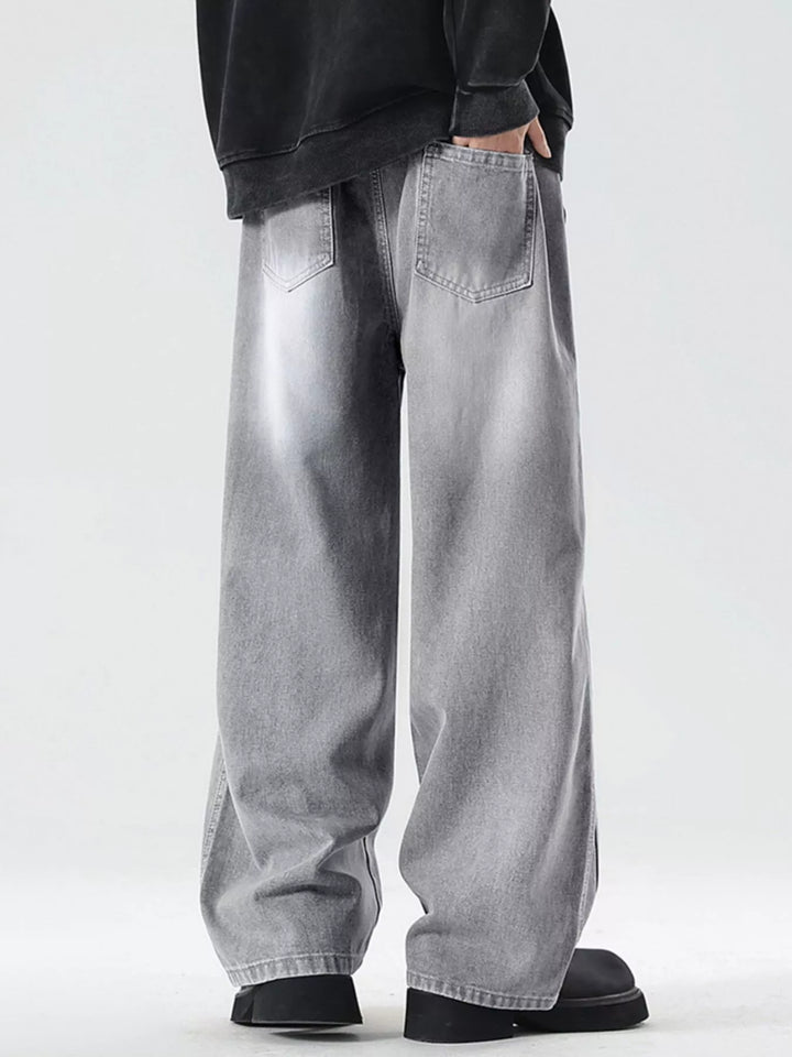 Men's Full Size Wash Wide Leg Jeans Plus Size