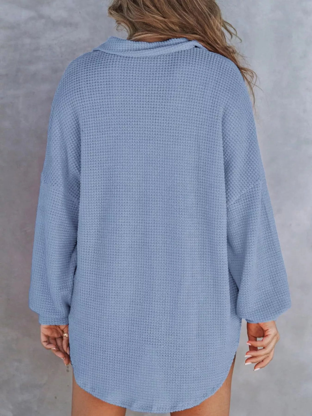 Waffle Knit Button Detail T-Shirt with Pocket
