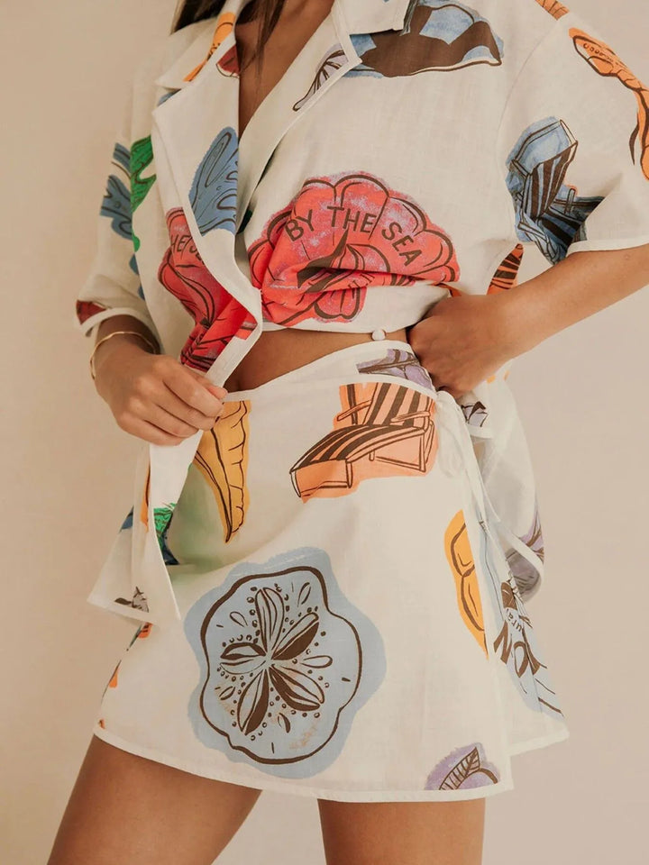 Button Up Short Sleeve Shirt and Shorts Set