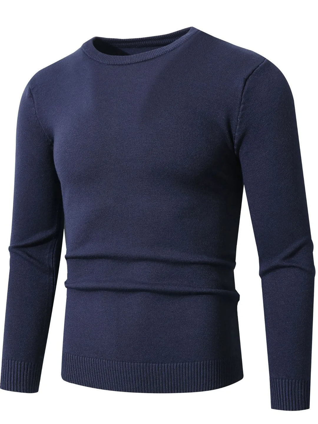 Men's Plus Size Ribbed Hem Long Sleeve Sweater